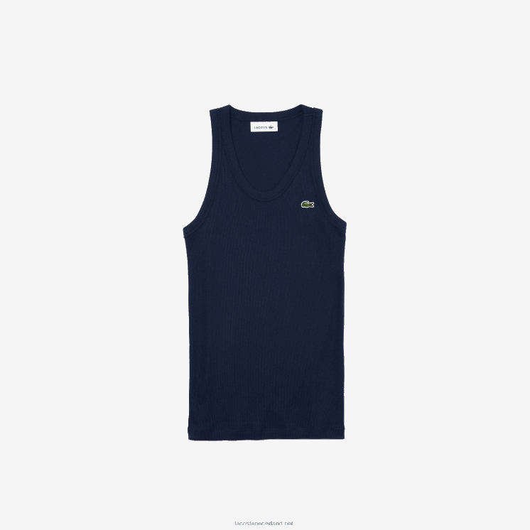Lacoste mouwloze top met ronde hals 0828H2588 marineblauw 166 vrouwen