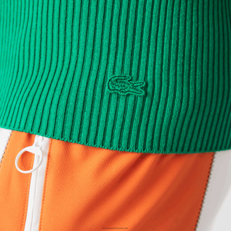 Lacoste naadloze geribbelde gebreide tanktop 0828H2647 groene lm vrouwen