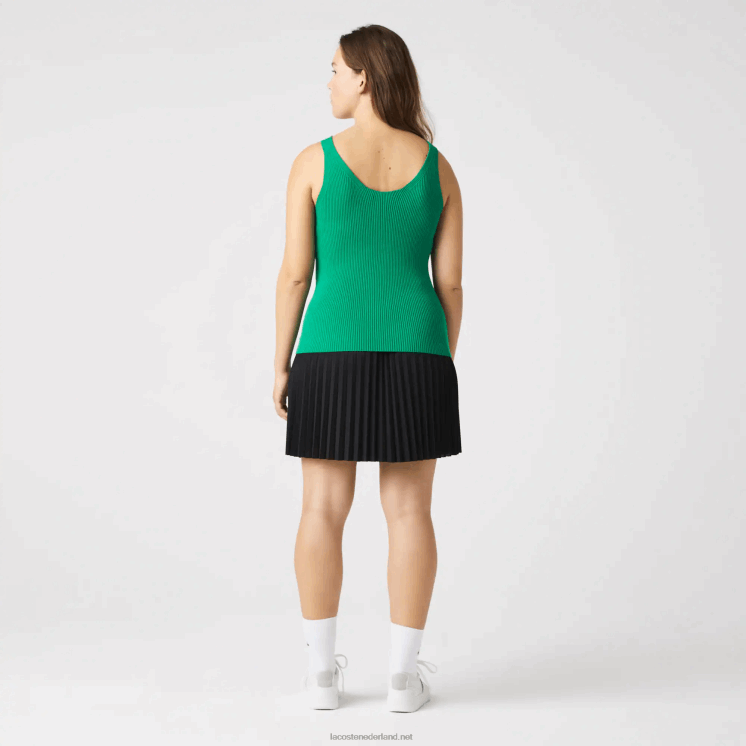 Lacoste naadloze geribbelde gebreide tanktop 0828H2647 groene lm vrouwen
