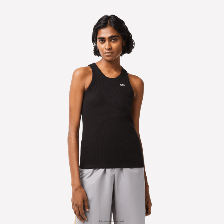 Lacoste slim fit tanktop van biologisch katoen 0828H2421 zwart 031 vrouwen