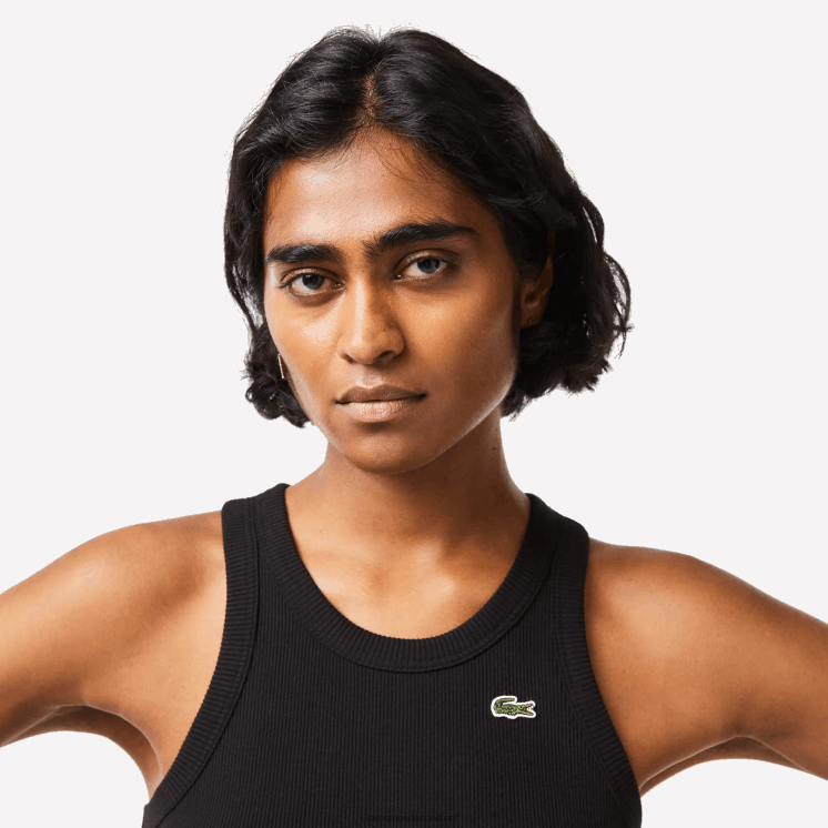 Lacoste slim fit tanktop van biologisch katoen 0828H2421 zwart 031 vrouwen