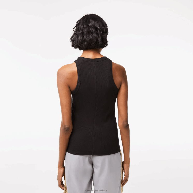 Lacoste slim fit tanktop van biologisch katoen 0828H2421 zwart 031 vrouwen