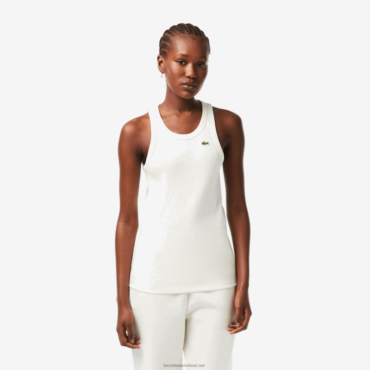 Lacoste slim fit tanktop van biologisch katoen 0828H2422 wit 70v vrouwen