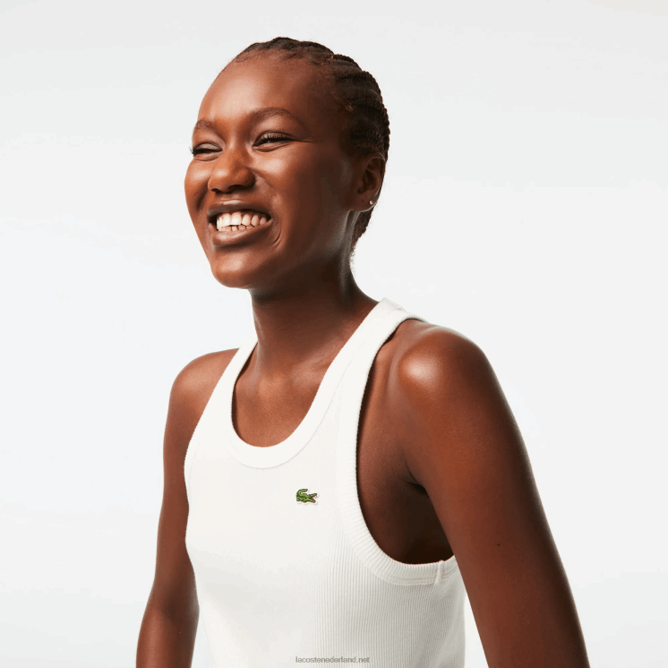Lacoste slim fit tanktop van biologisch katoen 0828H2422 wit 70v vrouwen