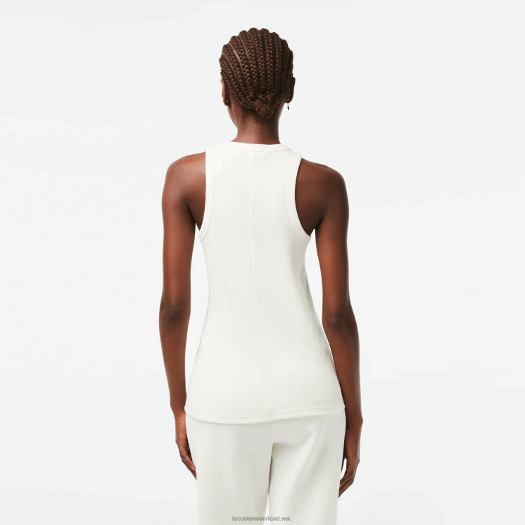 Lacoste slim fit tanktop van biologisch katoen 0828H2422 wit 70v vrouwen