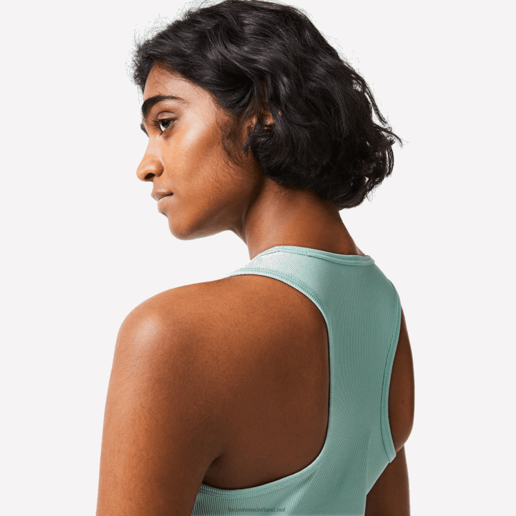 Lacoste sport slim fit geribbelde tanktop 0828H2386 mint lgf vrouwen