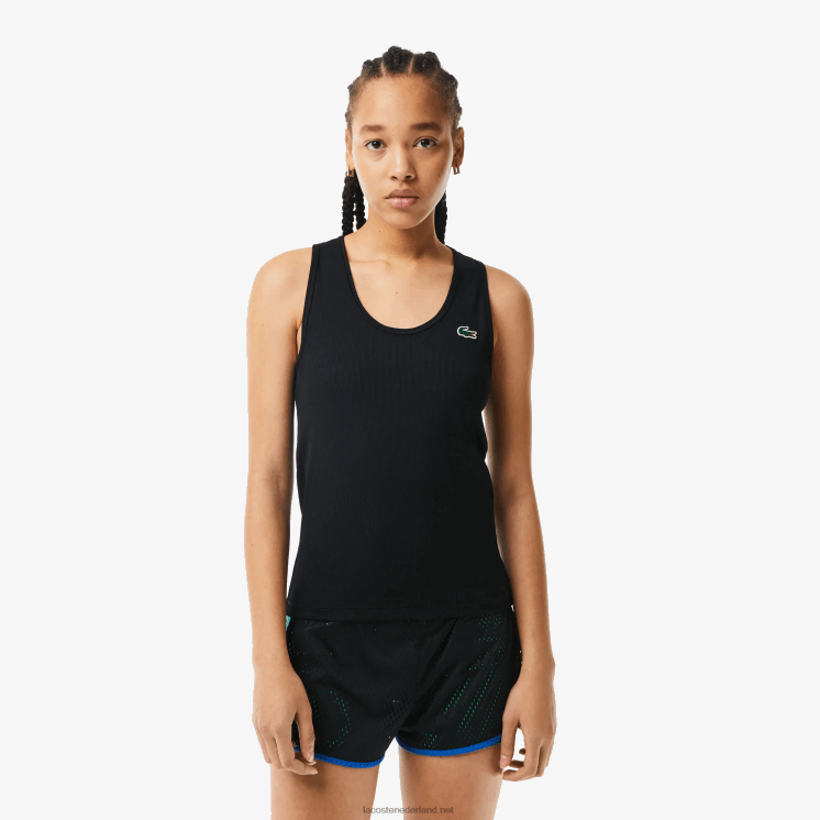 Lacoste sport slim fit geribbelde tanktop 0828H2387 zwart 031 vrouwen