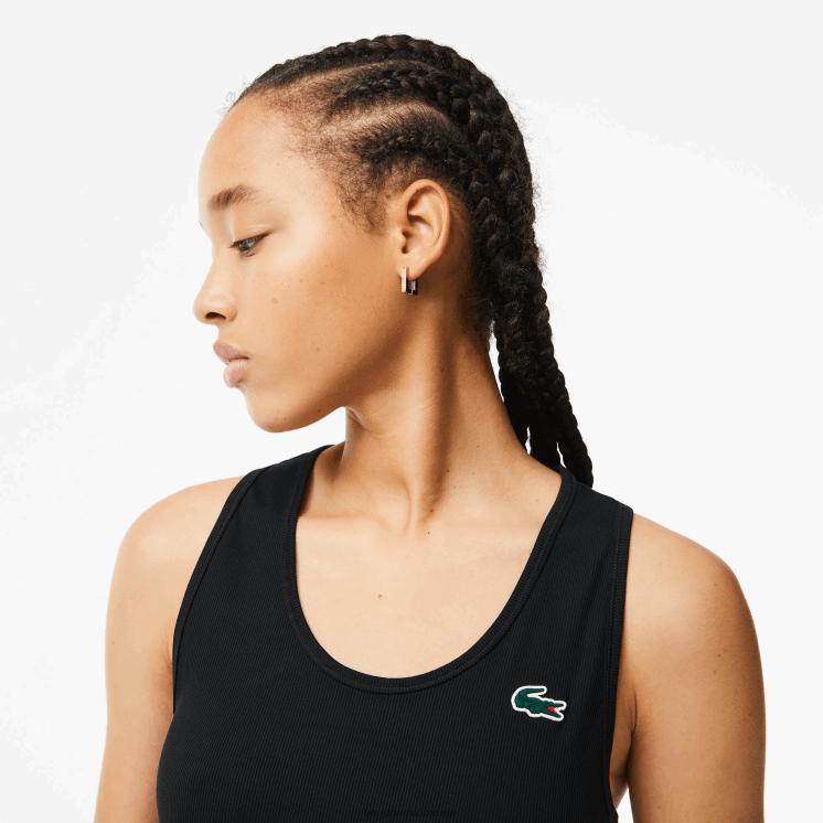 Lacoste sport slim fit geribbelde tanktop 0828H2387 zwart 031 vrouwen