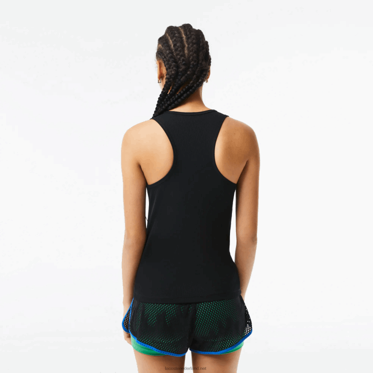 Lacoste sport slim fit geribbelde tanktop 0828H2387 zwart 031 vrouwen