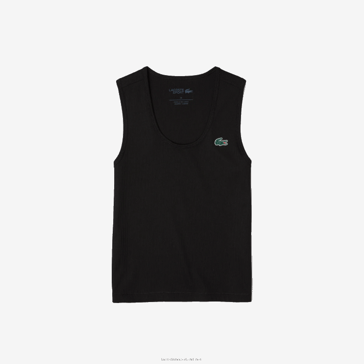 Lacoste sport slim fit geribbelde tanktop 0828H2387 zwart 031 vrouwen