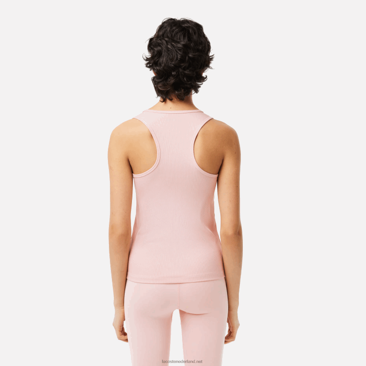 Lacoste sport slim fit geribbelde tanktop 0828H2388 roze kf9 vrouwen