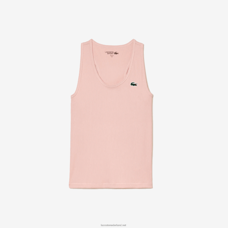 Lacoste sport slim fit geribbelde tanktop 0828H2388 roze kf9 vrouwen