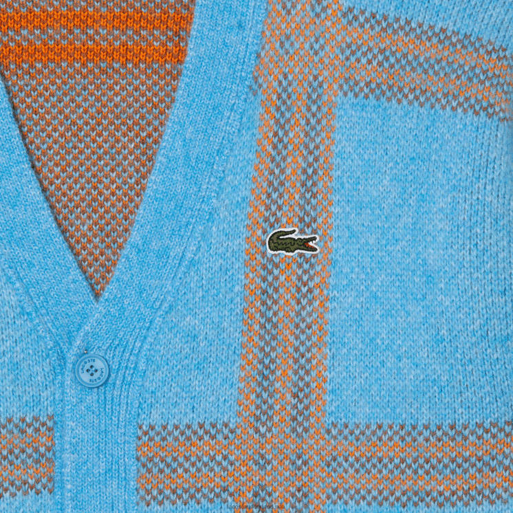 Lacoste Wollen vest met tartan patroon 0828H1394 blauw oranje bruin 7cz vrouwen