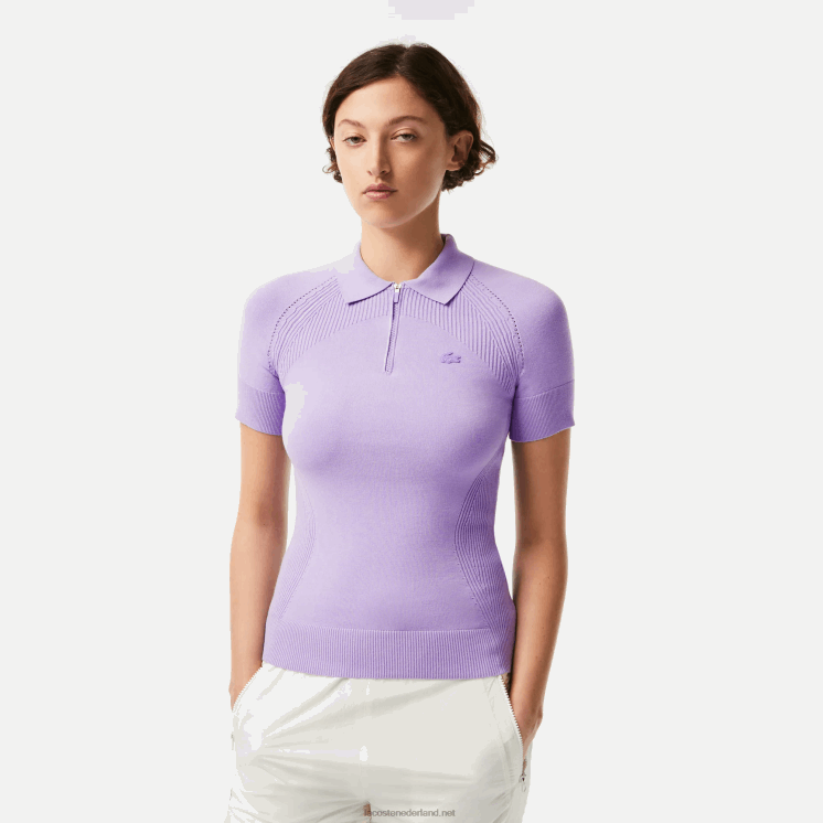 Lacoste gebreide trui met rits 0828H2637 paarse gfu vrouwen