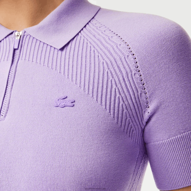 Lacoste gebreide trui met rits 0828H2637 paarse gfu vrouwen
