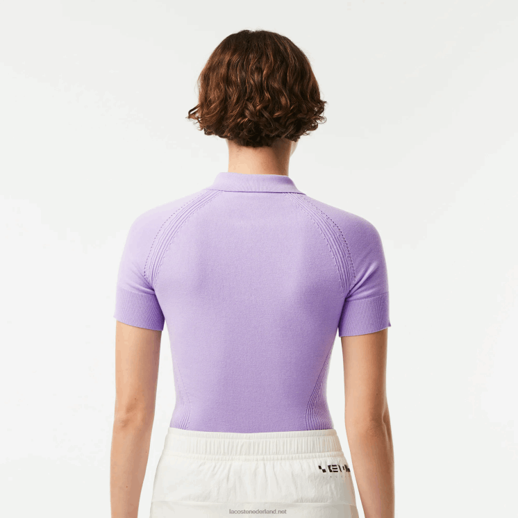 Lacoste gebreide trui met rits 0828H2637 paarse gfu vrouwen