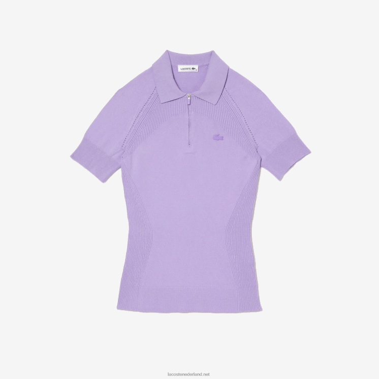 Lacoste gebreide trui met rits 0828H2637 paarse gfu vrouwen