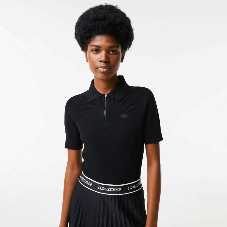 Lacoste gebreide trui met rits 0828H2638 zwart 031 vrouwen