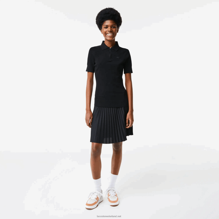 Lacoste gebreide trui met rits 0828H2638 zwart 031 vrouwen