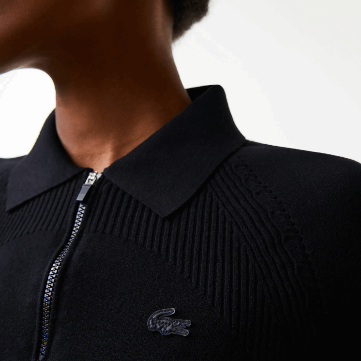 Lacoste gebreide trui met rits 0828H2638 zwart 031 vrouwen