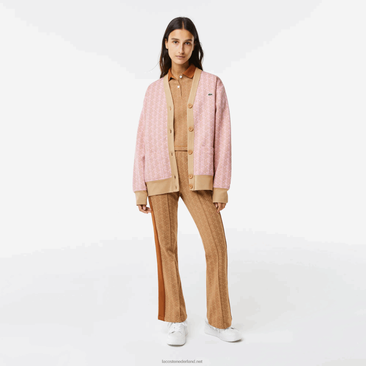 Lacoste losvallend vest met monogramprint 0828H2634 licht roze beige nxg vrouwen