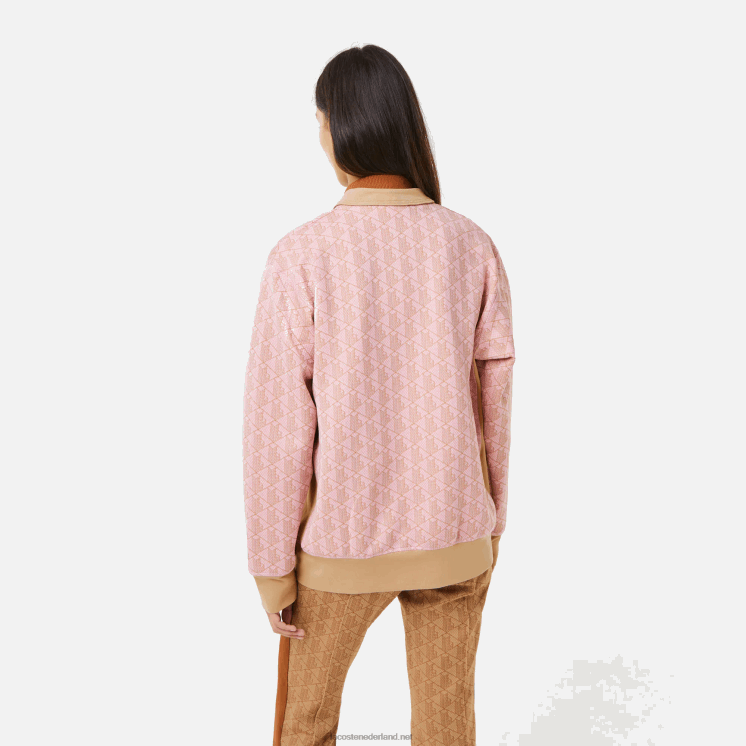 Lacoste losvallend vest met monogramprint 0828H2634 licht roze beige nxg vrouwen