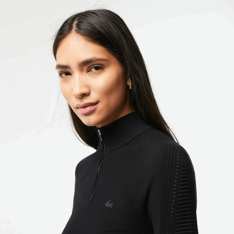 Lacoste trui met ritssluiting 0828H2646 zwart 031 vrouwen