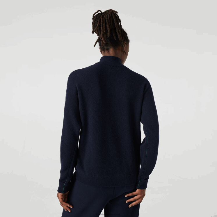 Lacoste wollen trui met hoge hals 0828H2650 marineblauw 166 vrouwen