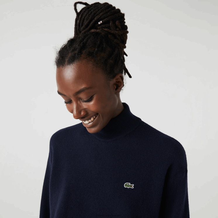 Lacoste wollen trui met hoge hals 0828H2650 marineblauw 166 vrouwen