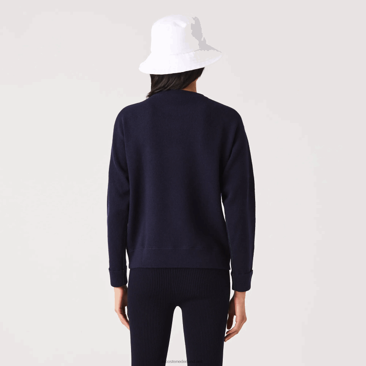 Lacoste wollen trui met ronde hals 0828H2639 marineblauw 166 vrouwen