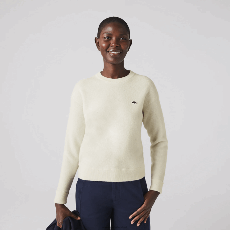 Lacoste wollen trui met ronde hals 0828H2640 wit 70v vrouwen