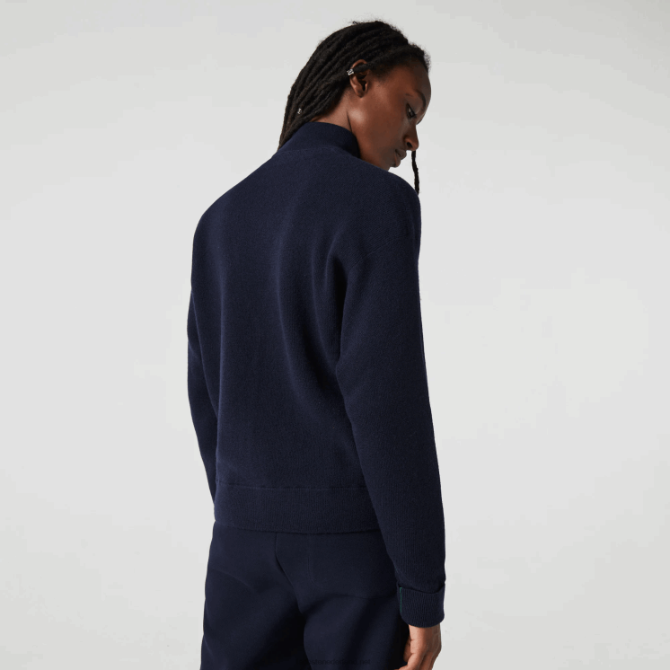 Lacoste wollen vest met v-hals 0828H2641 marineblauw 166 vrouwen