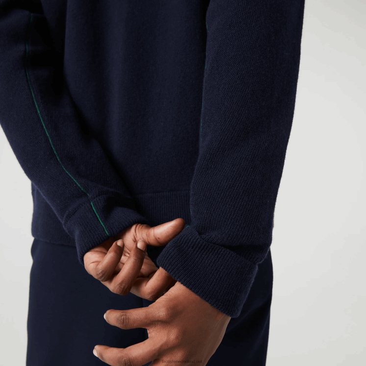 Lacoste wollen vest met v-hals 0828H2641 marineblauw 166 vrouwen