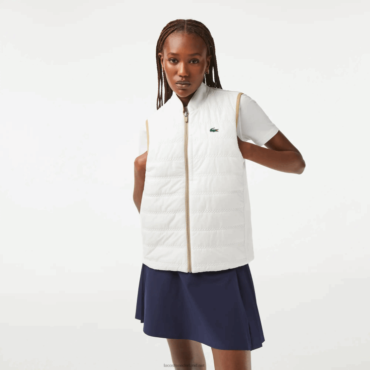 Lacoste omkeerbaar golfvest 0828H2429 beige wit zig vrouwen