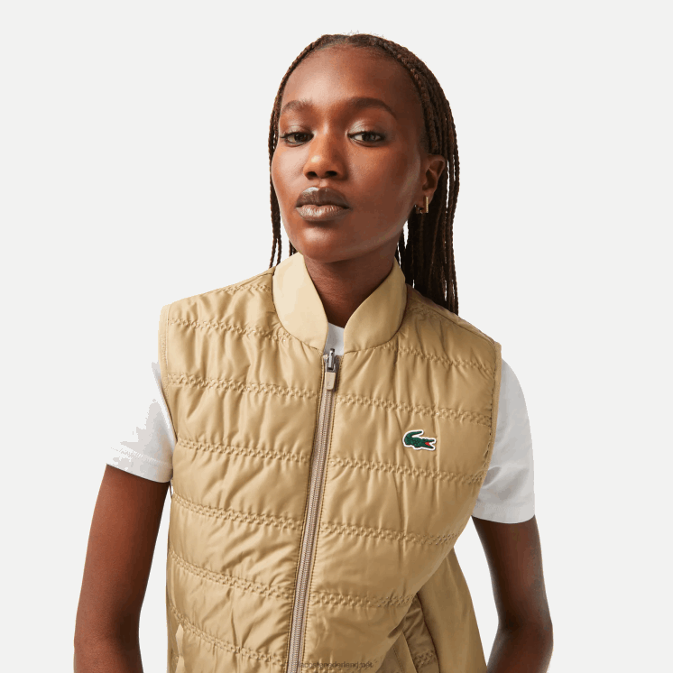 Lacoste omkeerbaar golfvest 0828H2429 beige wit zig vrouwen