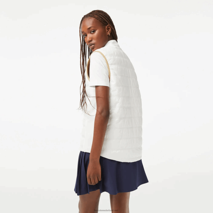 Lacoste omkeerbaar golfvest 0828H2429 beige wit zig vrouwen