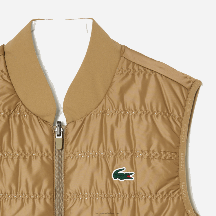Lacoste omkeerbaar golfvest 0828H2429 beige wit zig vrouwen