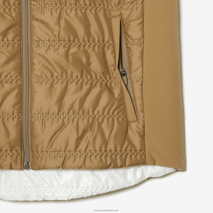 Lacoste omkeerbaar golfvest 0828H2429 beige wit zig vrouwen