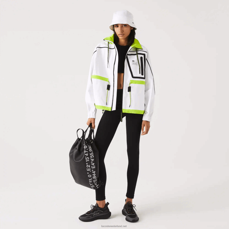 Lacoste nylon windjack 0828H2621 wit geel ug5 vrouwen