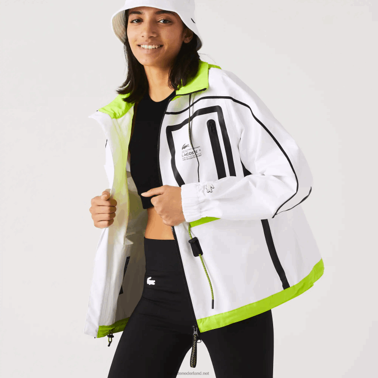 Lacoste nylon windjack 0828H2621 wit geel ug5 vrouwen