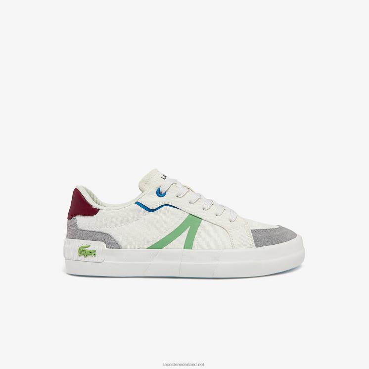 Lacoste l004 canvas sneakers 0828H2755 wit & lichtgroen 2l6 vrouwen