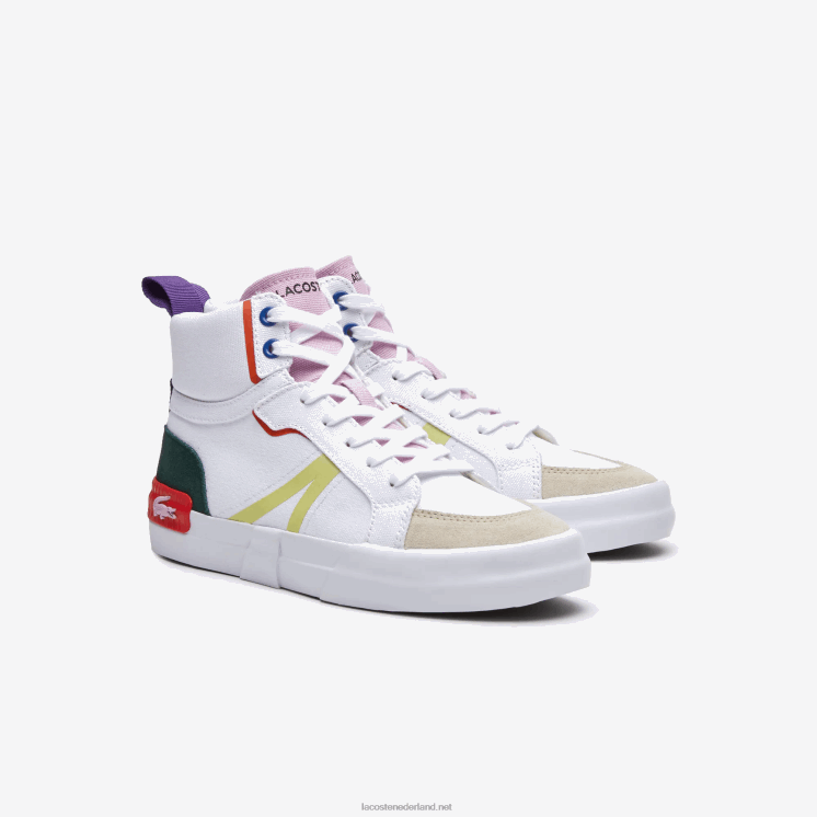 Lacoste l004 midden sneakers van textiel 0828H2715 gebroken wit & roze 06c vrouwen