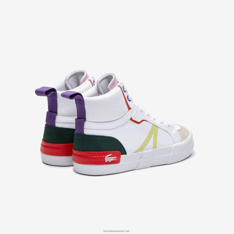Lacoste l004 midden sneakers van textiel 0828H2715 gebroken wit & roze 06c vrouwen