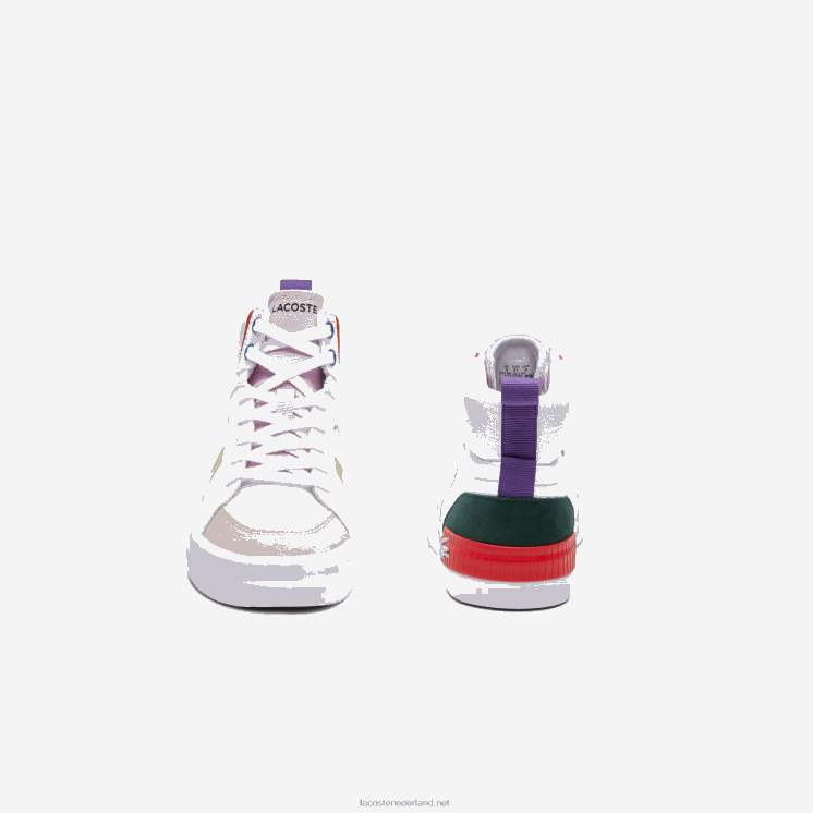 Lacoste l004 midden sneakers van textiel 0828H2715 gebroken wit & roze 06c vrouwen