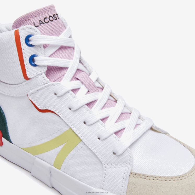 Lacoste l004 midden sneakers van textiel 0828H2715 gebroken wit & roze 06c vrouwen