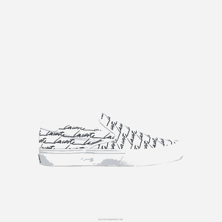 Lacoste spring serve canvas bedrukte instapper 0828H2707 wit & gebroken wit 65t vrouwen