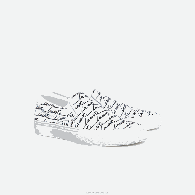 Lacoste spring serve canvas bedrukte instapper 0828H2707 wit & gebroken wit 65t vrouwen