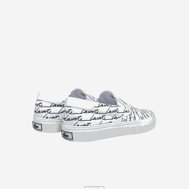 Lacoste spring serve canvas bedrukte instapper 0828H2707 wit & gebroken wit 65t vrouwen