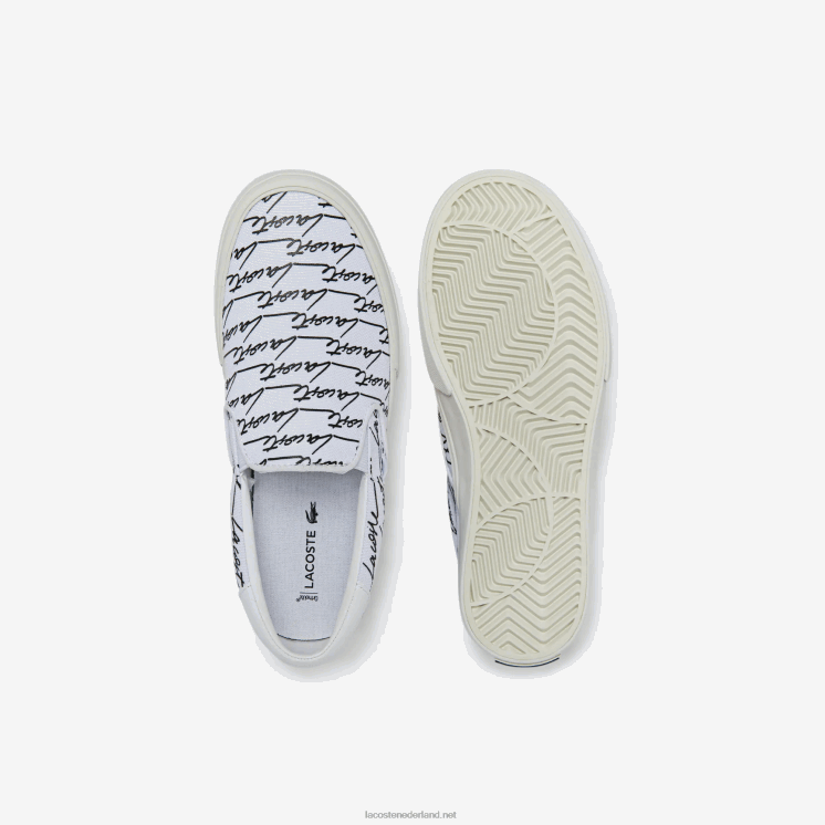 Lacoste spring serve canvas bedrukte instapper 0828H2707 wit & gebroken wit 65t vrouwen