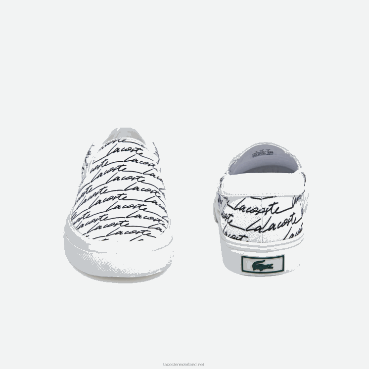 Lacoste spring serve canvas bedrukte instapper 0828H2707 wit & gebroken wit 65t vrouwen